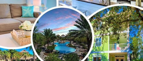 The Villages of Crystal Beach is an exclusive gated community, just steps from the beach, and features a massive 30,000 gallon swimming pool for all to enjoy. The community is centrally located to all Destin attractions.