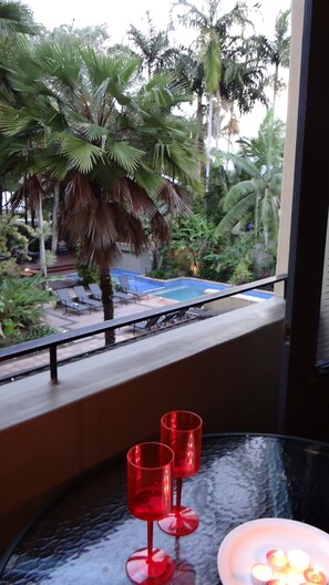 Balcony and pool view 