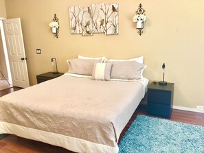 King size bed in master bedroom