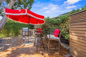 High-top seating by the BBQ.  