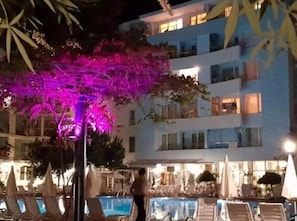 Evening pool area