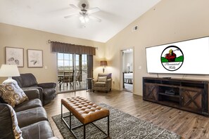 Living Area with Patio Access, Cable and Flatscreen TV