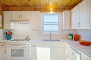 Modern kitchen with ocean view