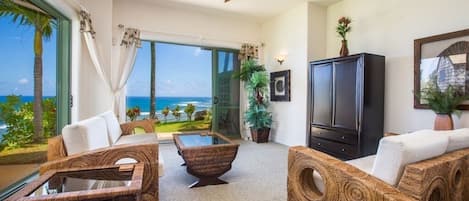 Living room with edge of the bluff views