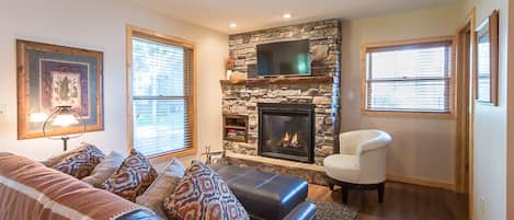 Cozy Living Room With Gas Fireplace