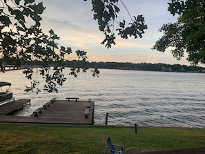 View from the deck of the private dock and slip for your boat. 