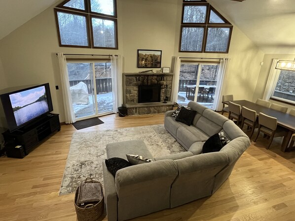 Family Room & Dining Area, Wood Burning Fireplace; Access to wrap around deck