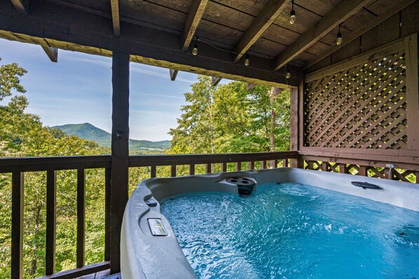 Relax in the hot tub and take in the view!