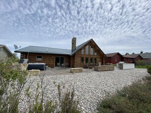 View of back patio that lies on the 9th fairway of the Red Lodge Golf Course