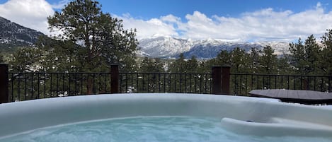 A new feature to Sunset Lodge! Now enjoy glorious views from your own hot tub at this beautiful property.