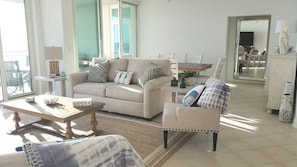 Living room and dining room