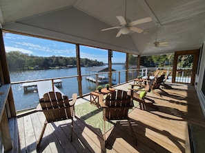 Lovely lake views and ceiling fans for your comfort