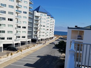 View of beach from front balconies