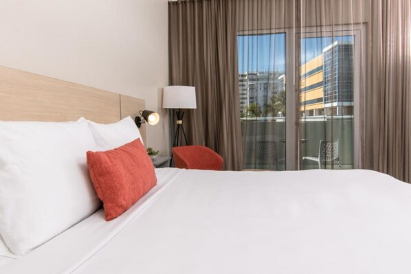 King size bed, large and comfortable! Exact unit will be assigned upon arrival. Views, colors and decor may vary.