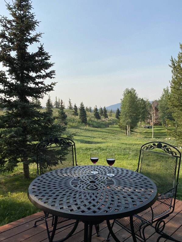 Open up the back door and step out onto our private patio with a hot tub and amazing views.