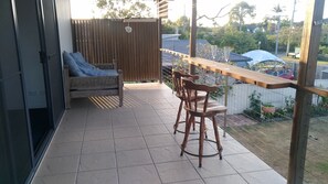 Captains Cottage Deck 
Enjoy bird watching, overlooking the pool and garden.