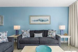 Gulf Front Living Room with Sleeper Sofa