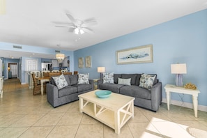 Gulf Front Living Room with Sleeper Sofa