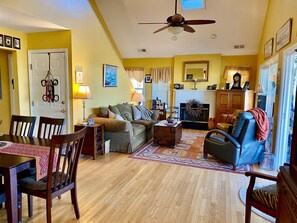 Kitchenette and living area view.