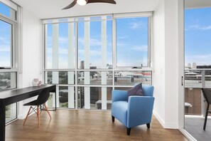 Study alcove with balcony to the right