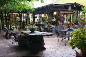 walkway to into gardens and cottage