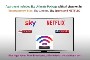 Sky TV with Sports, Cinema, NetFlix and Fibre Broadband all included