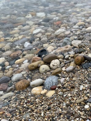 Only a block away from Lake Michigan beach- a perfect place to go rock hunting.