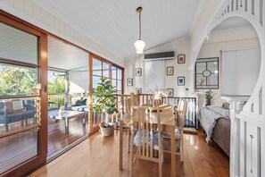 Dining area opening to rear deck...