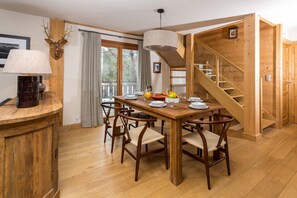 Dining area with French doors onto terrace