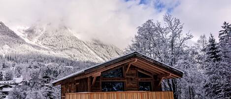 Chalet des Amis in the snow
