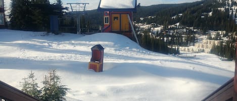 Walk out the back door right to the top of the Silver Queen lift.  