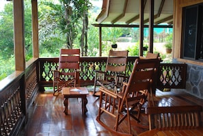 porch seating in rockers or set up the hammock
