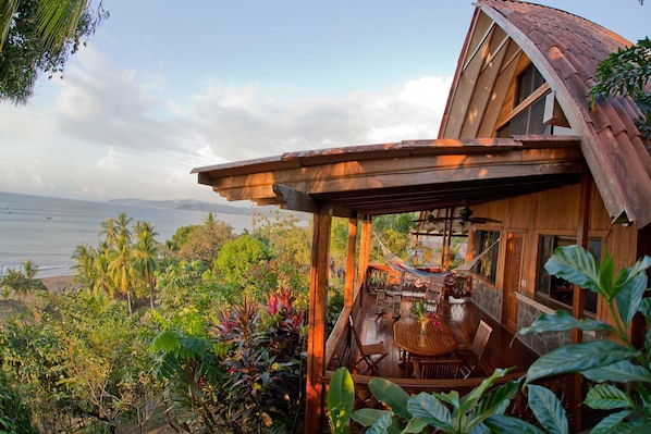 Porch overlooking Drake Bay and the Pacific Ocean