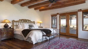 The master king suite with views to the east over Sangre de Cristo Mountains