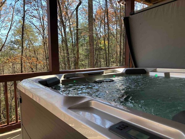 Imagine yourself relaxing In this hot tub during a cold winter day. Come visit us 