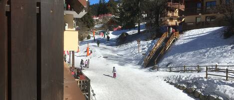 View from the balcony in winter.  Ski in ski out.