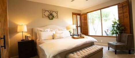 Serene Master Bedroom with King Bed and High Quality Linens