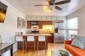 Granite bar and open living space 