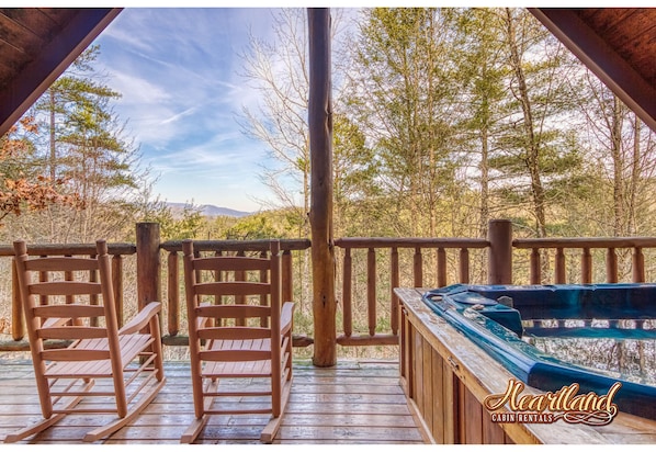 Gatlinburg Cabin Rentals Happily Ever After Porch with Hot Tub