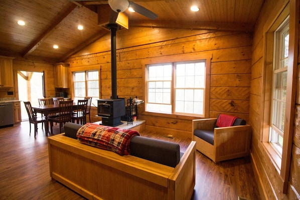 Living Room with wood burning stove