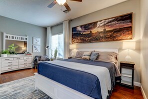 Get a great night's sleep on the California King, Primary Bedroom.