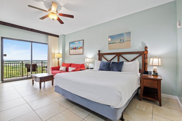 King bed in common area.