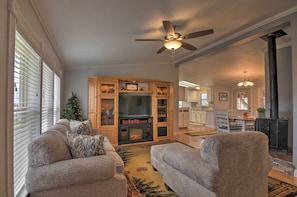 Living Room | Central Heating | Swamp Cooler | Wood-Burning Stove