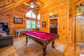 Kids And Adults Alike Will Love The Game Room With A Full Sized Slate Pool Table