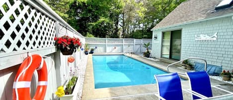 Private patio with own pool 
floats, noodles and beach towels provided