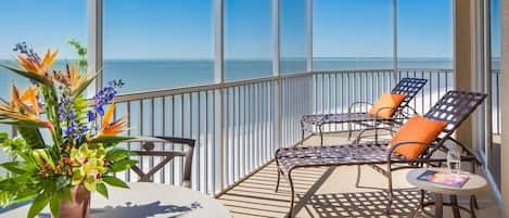 Screened balcony with amazing gulf views