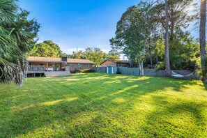 Large fenced in backyard