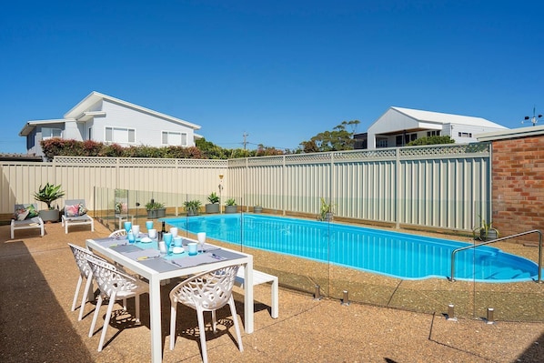 Take a splash in the private pool at the end of the day!