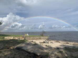 After the Hurricane, view of our private beach from the house.