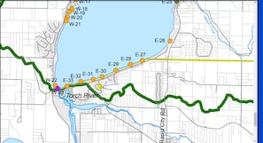 Torch Lake Sandbar Access points.